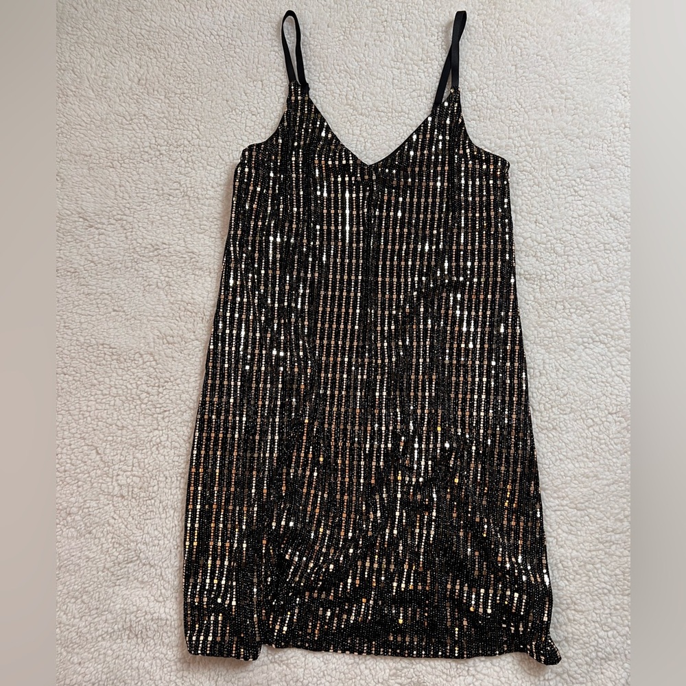 Candie's Black and Gold Sequin Mini Dress